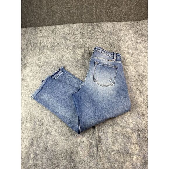 KanCan Mid‎ Rise Raw Hem Jeans Womens Size 32 Medium Wash - Picture 4 of 13